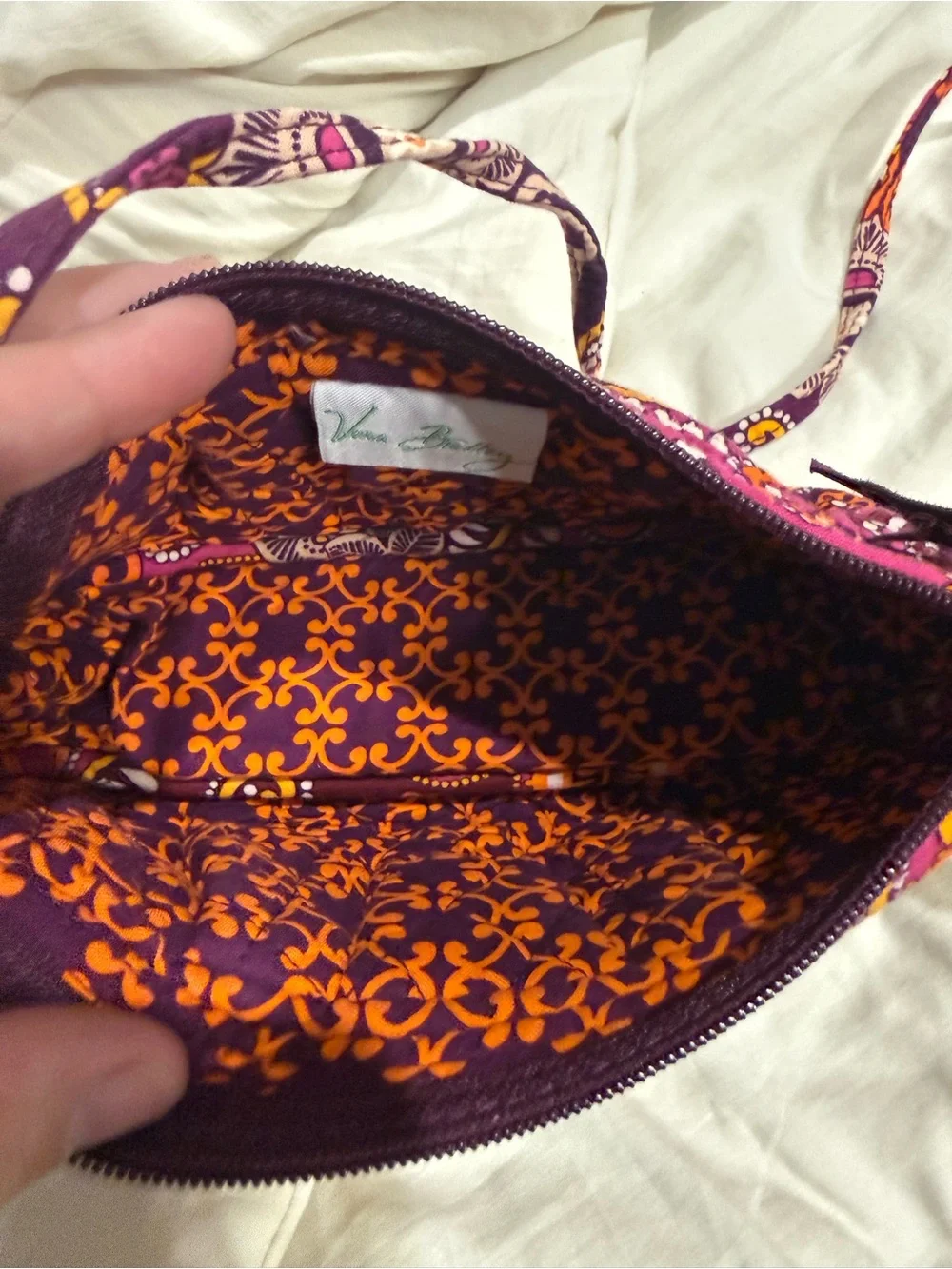 Vera Bradley Purple Orange Floral Quilted Crossbody Bag